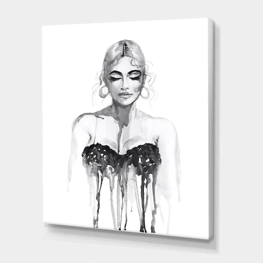 Designart - Monochrome Portrait of Woman Wearing Evening Dress